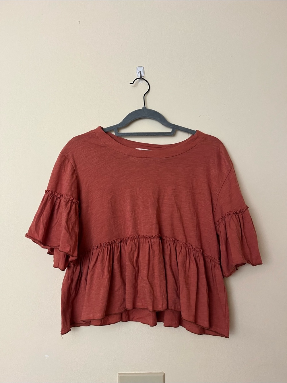 Altar'd State Rust Tiered Ruffle Crop Top